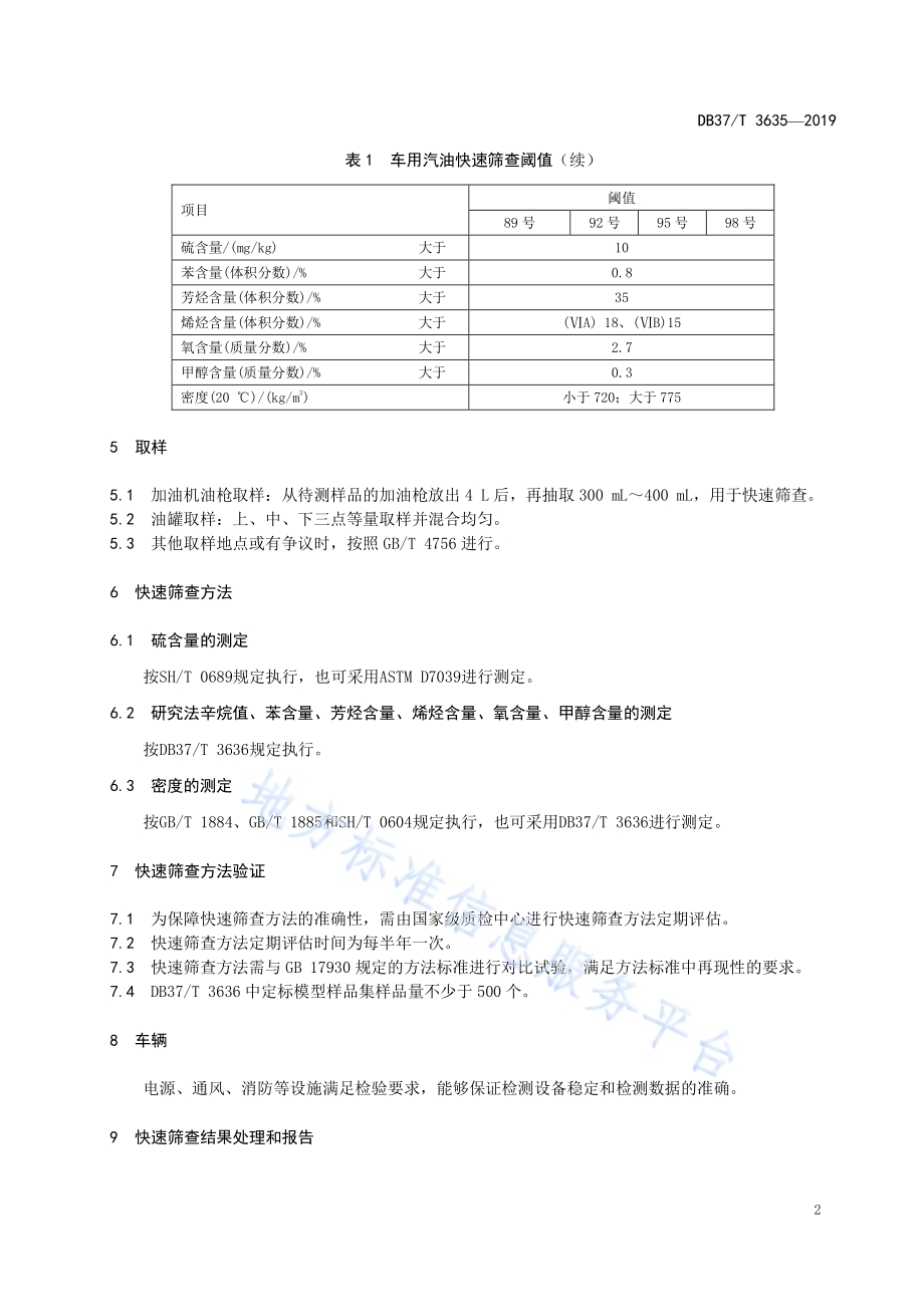 车用汽油快速筛查技术规范DB37／T 3635-2019.pdf_第4页