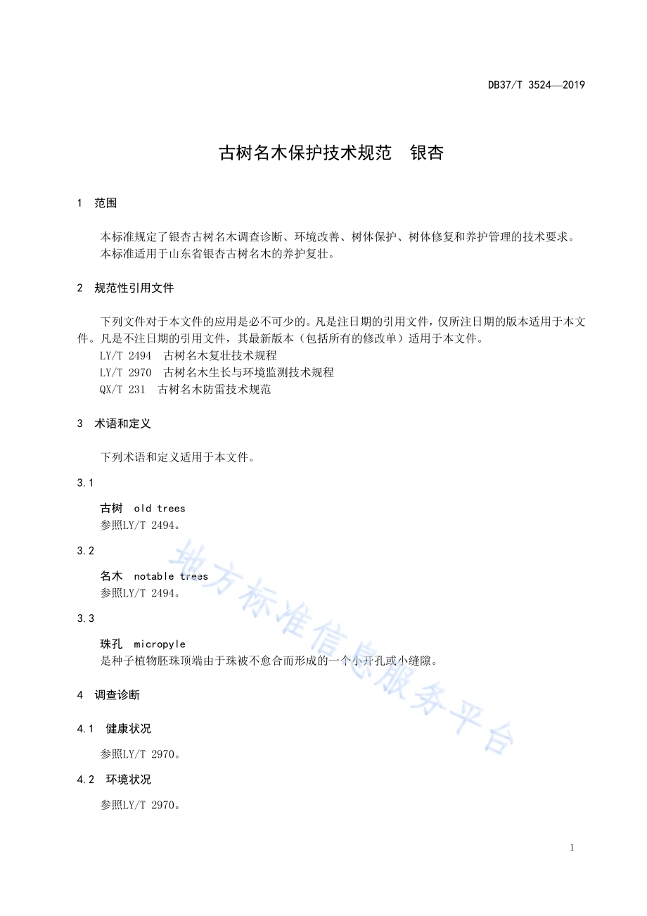 古树名木保护技术规范　银杏DB37／T 3524-2019.pdf_第4页