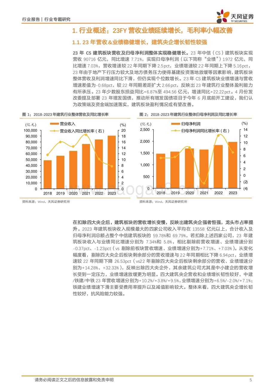 20240509_天风证券_建筑装饰行业专题研究：23年营收利润稳健增长看好24年盈利能力提升_26页.pdf_第5页