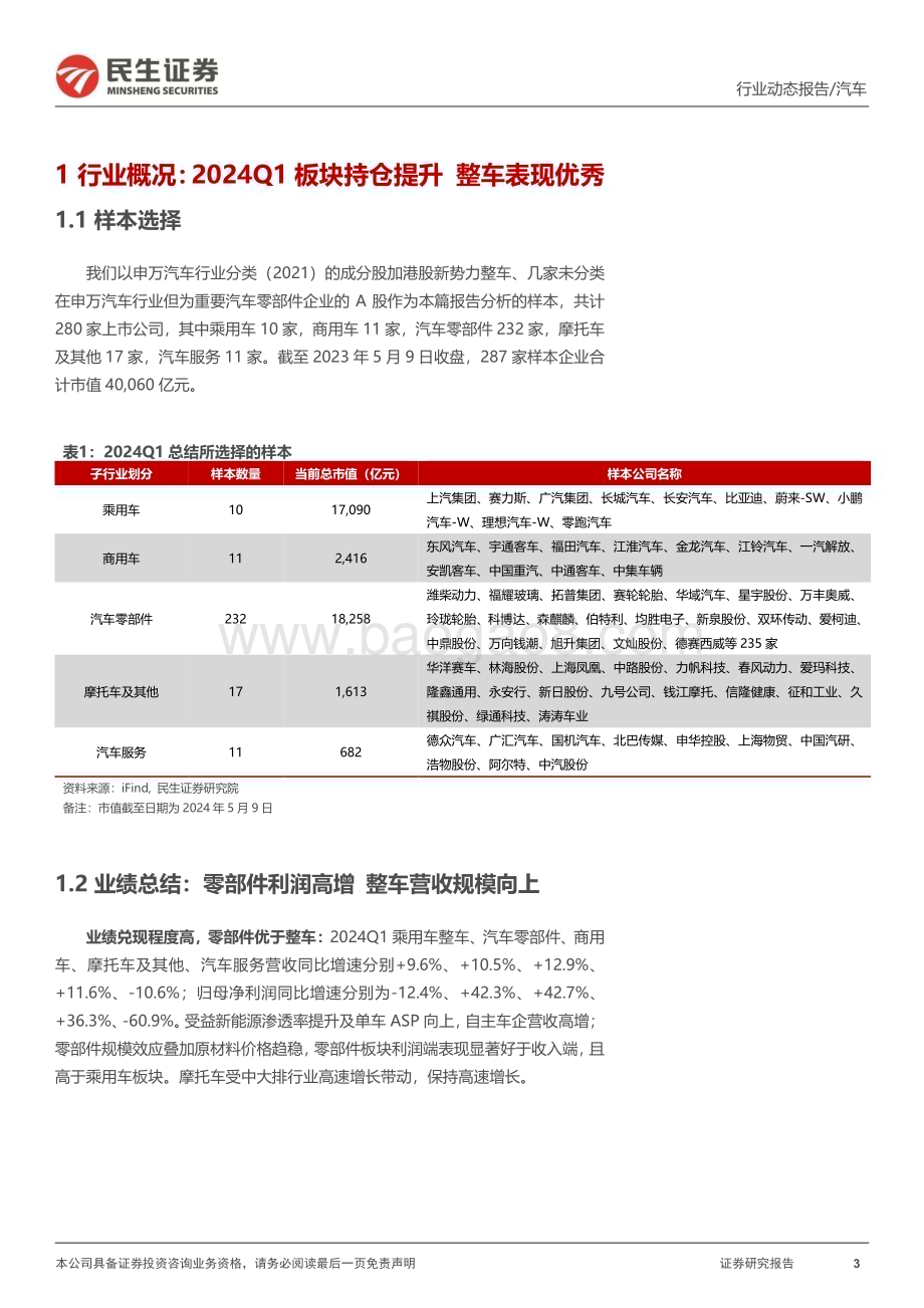 20240512_民生证券_汽车行业：2023Q4&2024Q1业绩整体向好自主向上可期_57页.pdf_第3页