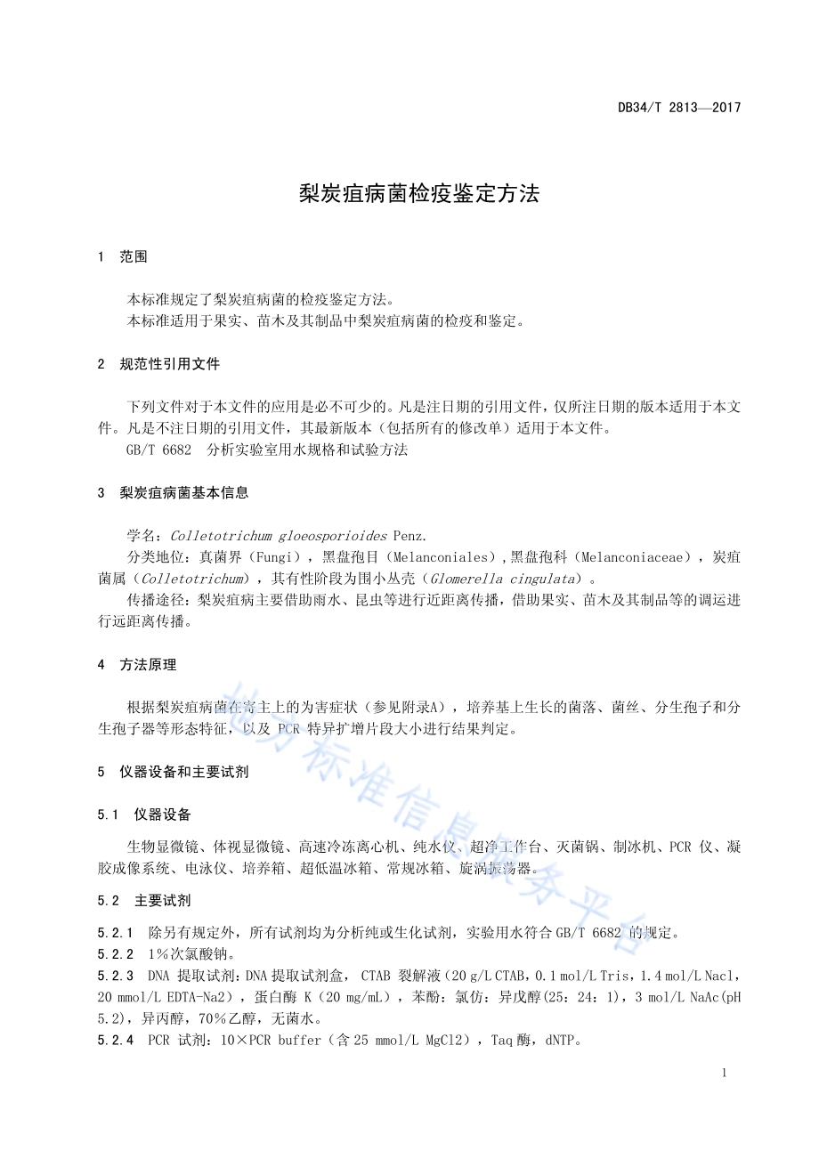 梨炭疽病菌检疫鉴定方法DB34／T 2813-2017.pdf_第5页