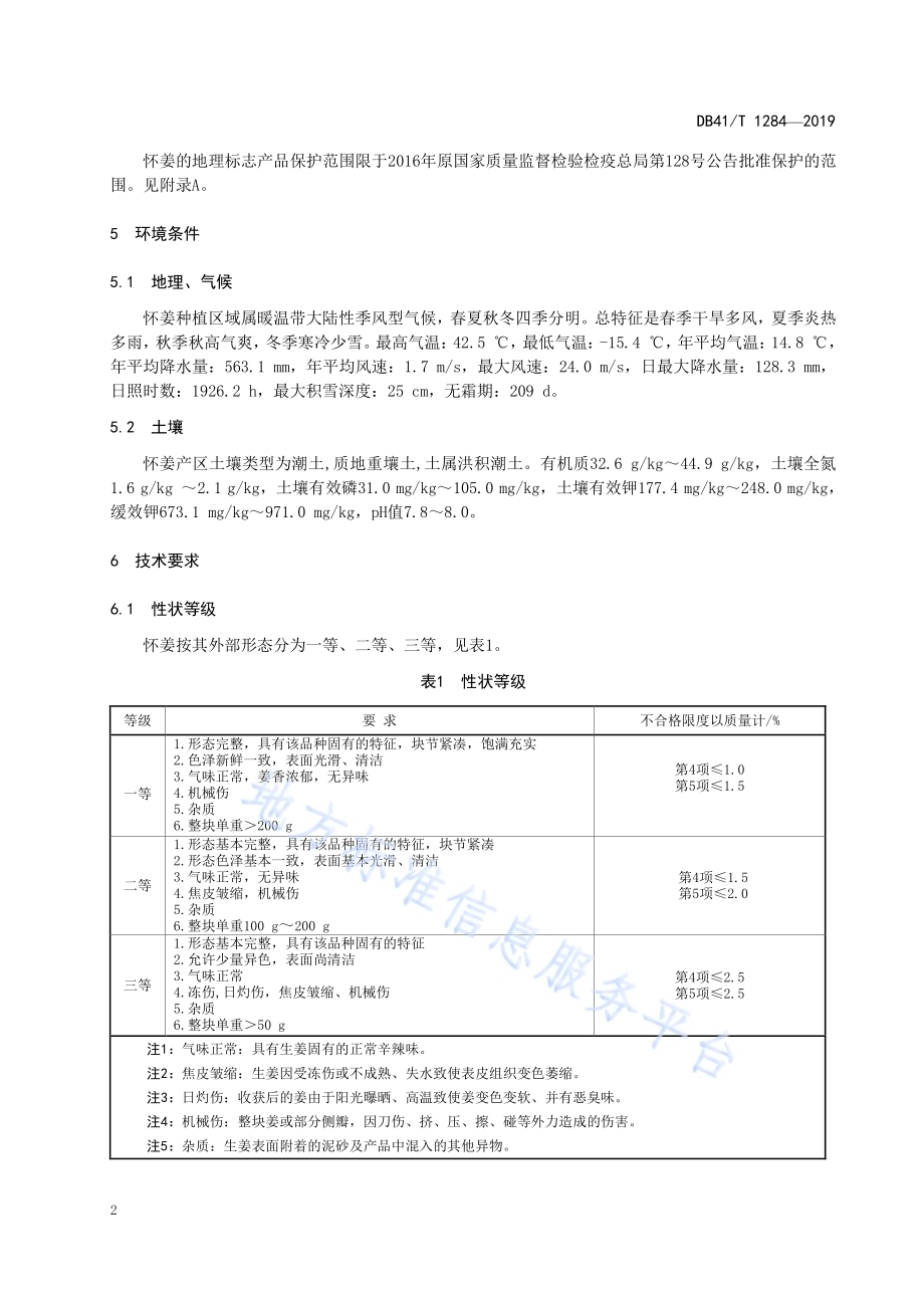 地理标志产品怀姜DB41／T 1284-2019.pdf_第4页