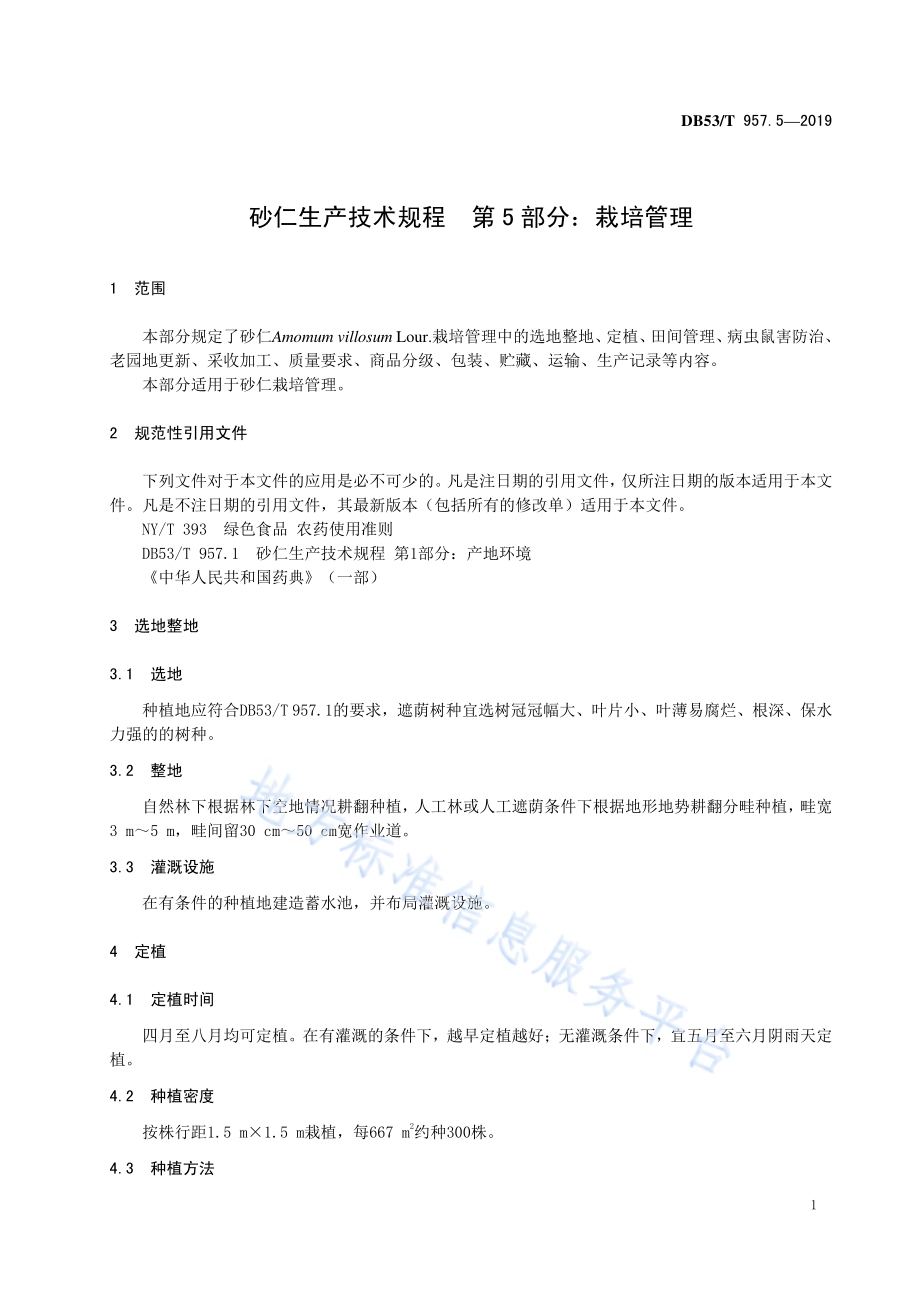 砂仁生产技术规程第5部分：栽培管理DB53／T 957.5-2019.pdf_第5页