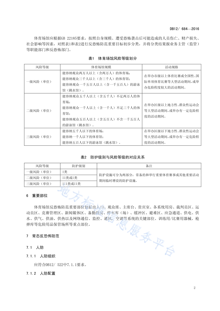反恐怖防范管理规范 第 17 部分：体育场馆DB12／ 684-2016.pdf_第5页