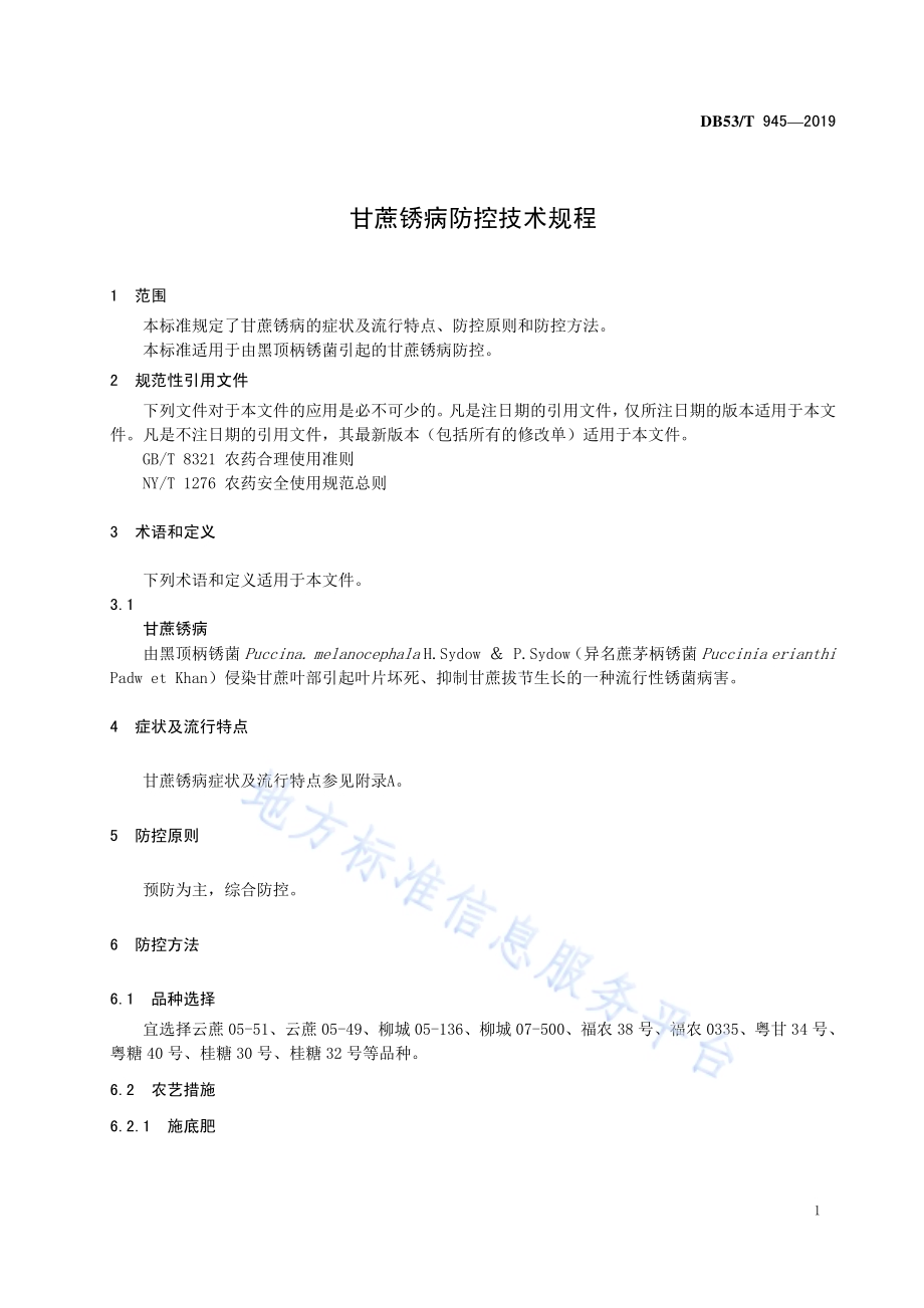 甘蔗锈病防控技术规程DB53／T 945-2019.pdf_第5页