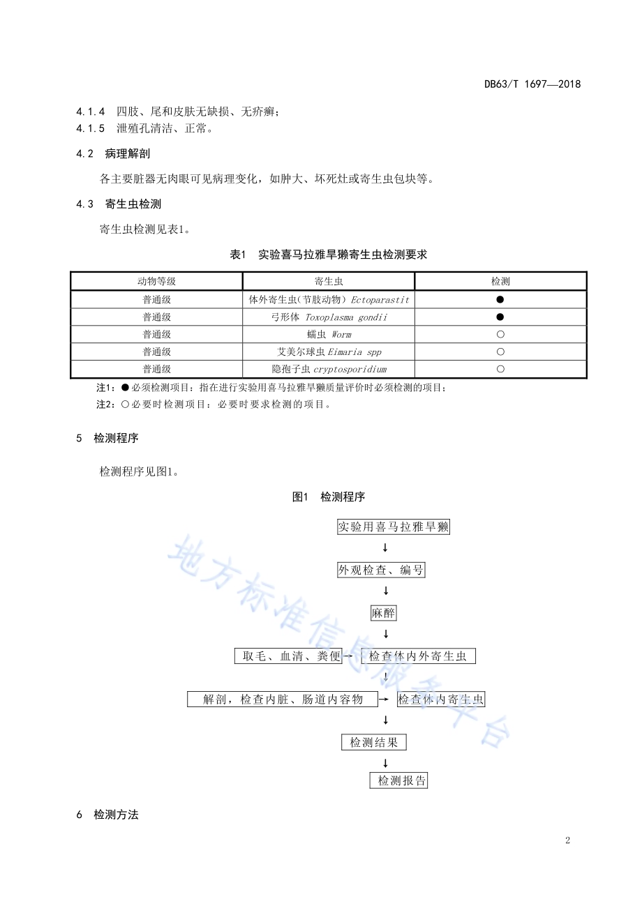 实验用喜马拉雅旱獭寄生虫学等级及监测DB63／T1697-2018.pdf_第4页