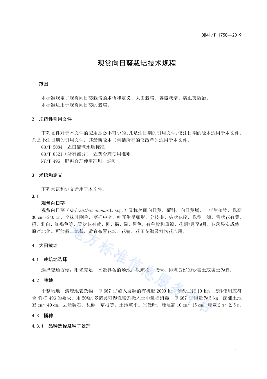 观赏向日葵栽培技术规程DB41／T 1758-2019.pdf_第5页