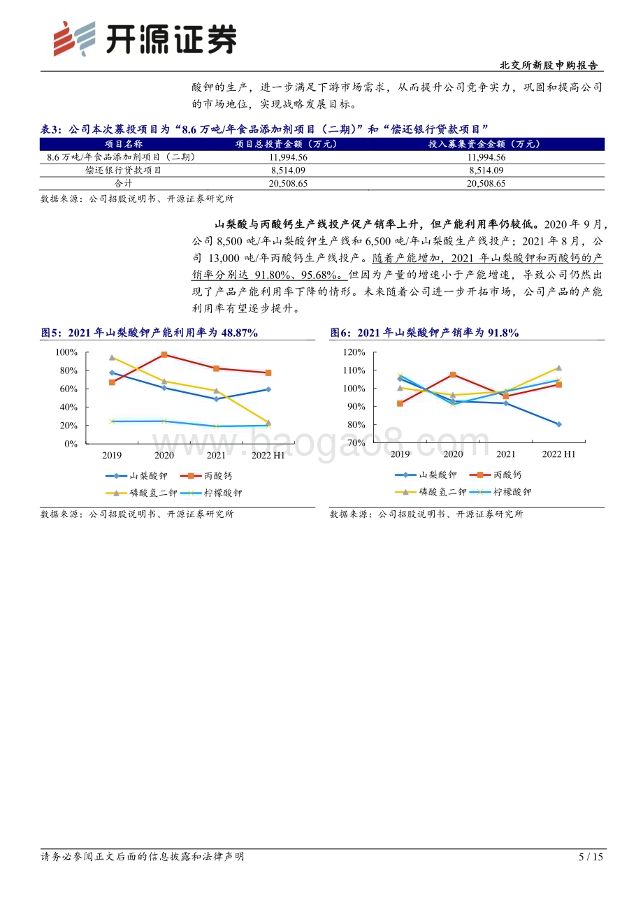 20230216-开源证券-北交所新股申购报告_深耕食品添加剂领域_募投扩产提高山梨酸钾产能_15页_1mb (1).pdf_第5页