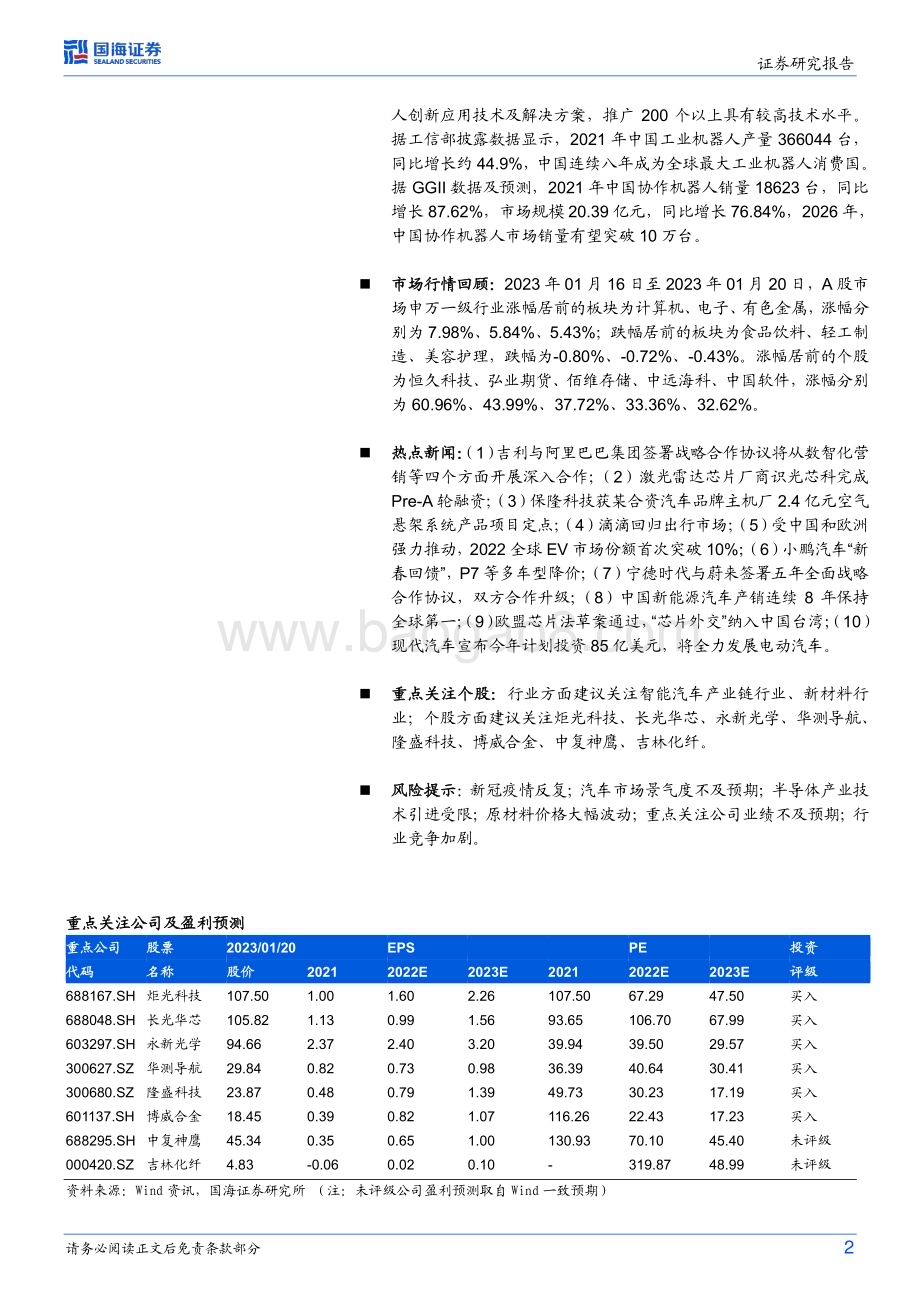 20230129-国海证券-中小盘行业周报_禾赛科技美股冲刺IPO_特斯拉2023年冲击180万辆交付目标_24页_1mb.pdf_第2页