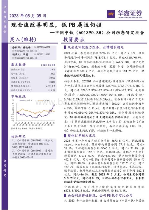20230505-华鑫证券-中国中铁-601390.SH-公司动态研究报告_现金流改善明显_低PB属性仍强_5页_263kb.pdf