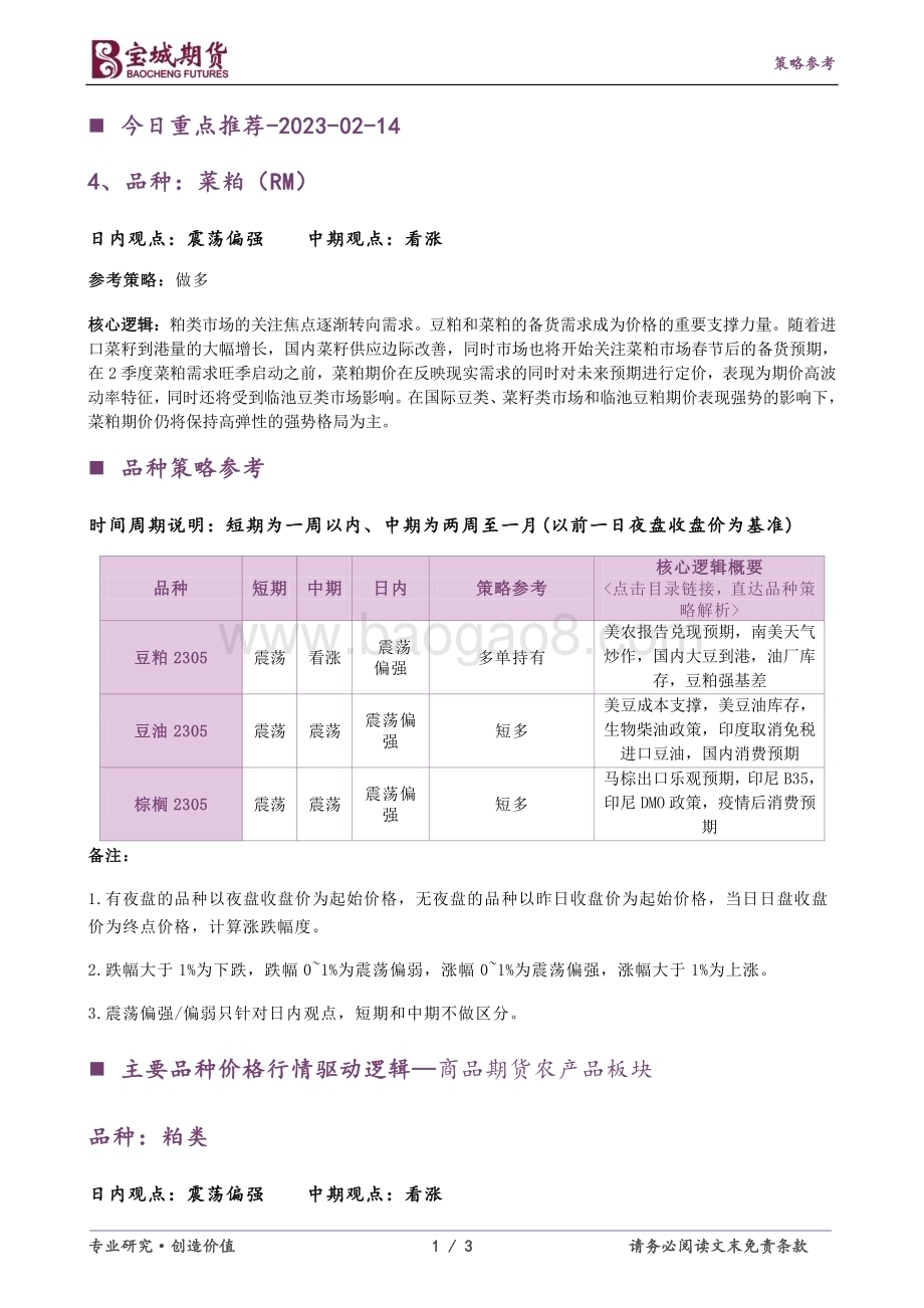 20230214-宝城期货-豆类油脂早报_美农报告兑现预期_南美天气炒作_国内大豆到港_油厂库存_豆粕强基差_3页_262kb.pdf_第1页