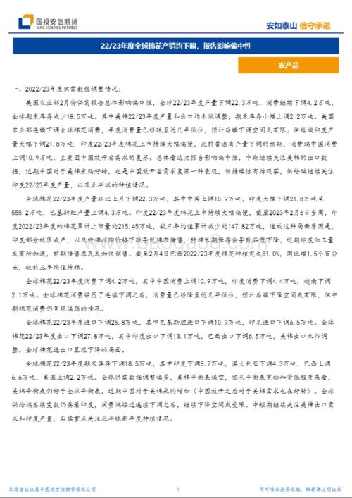 20230209-国投安信期货-农产品_22／23年度全球棉花产销均下调_报告影响偏中性_5页_2mb (1).pdf