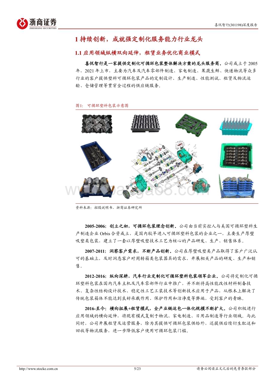 深度报告-20230114-浙商证券-喜悦智行-301198.SZ-喜悦智行深度报告_循环包装龙头_优质客户树立标杆效应_23页_4mb.pdf_第5页