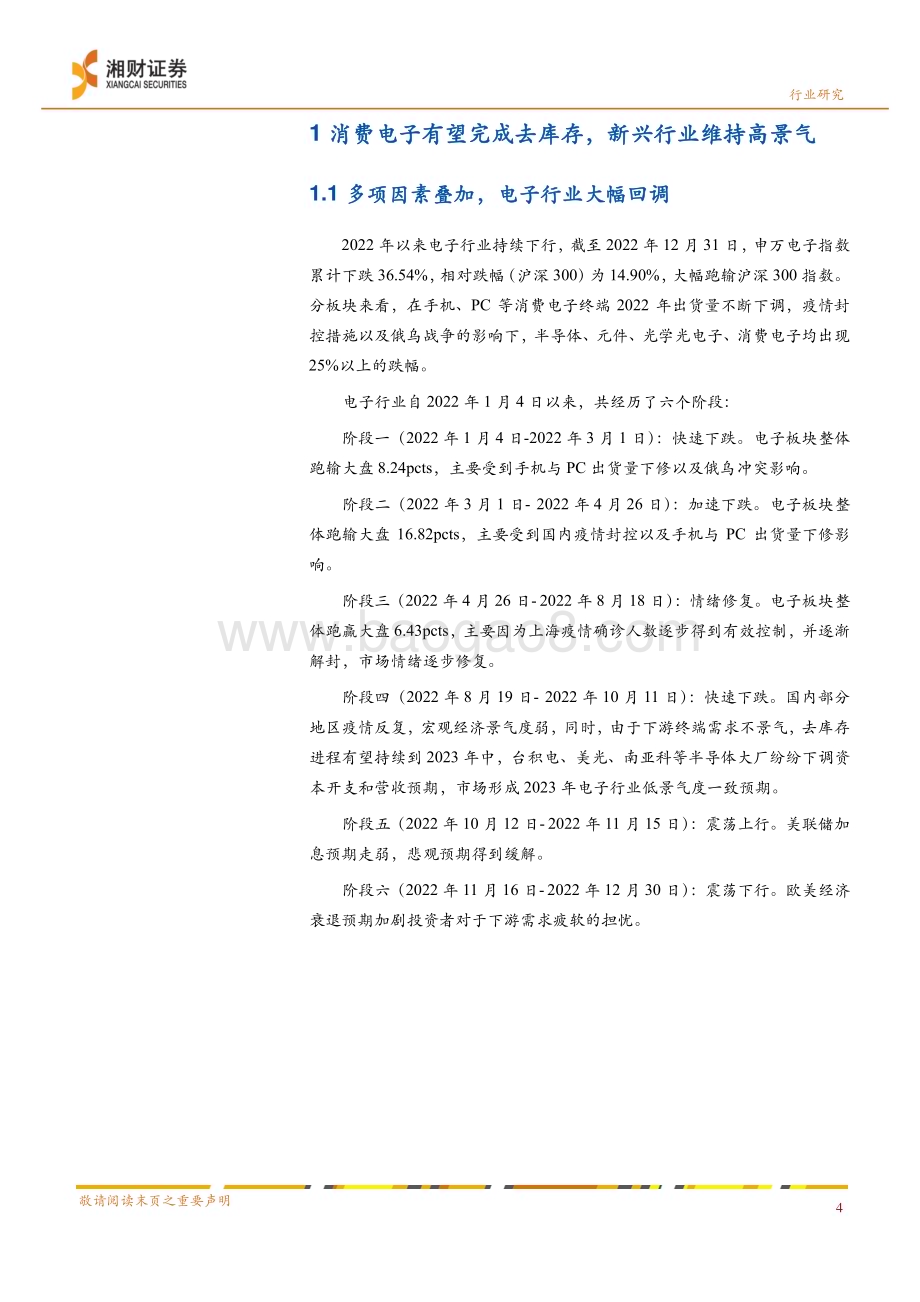 深度报告-20230111-湘财证券-电子行业深度_周期将触底_把握成长与国产替代主线_24页_1mb (1).pdf_第4页