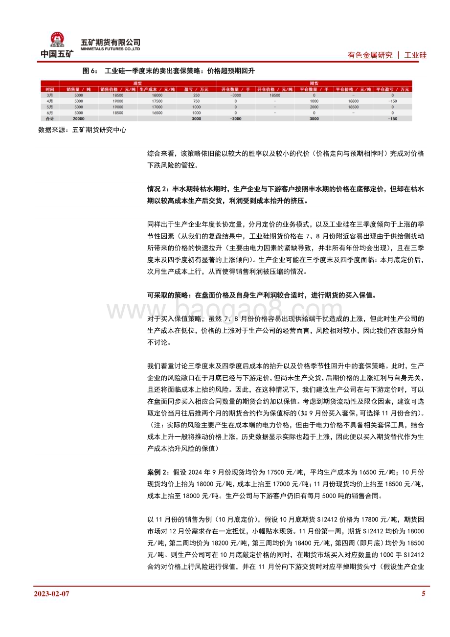 20230207-五矿期货-工业硅专题报告_以长协订单为主的工业硅生产企业可采取的套保策略讨论_8页_1mb.pdf_第5页