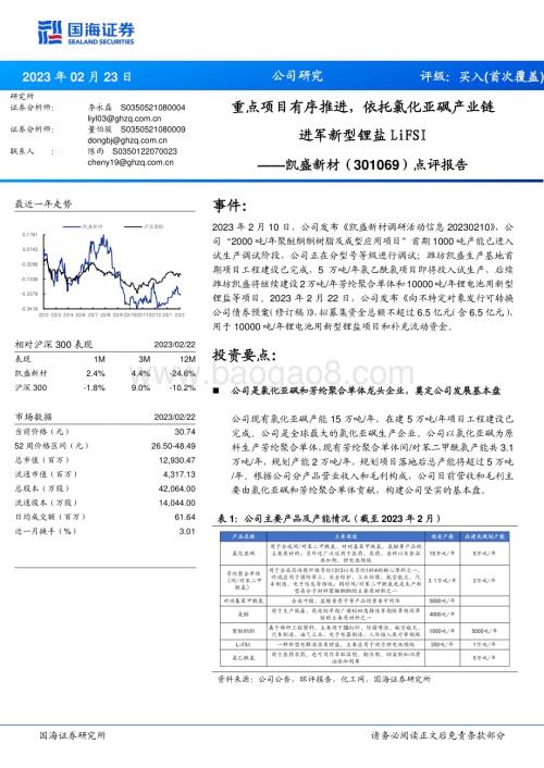 20230223-国海证券-凯盛新材-301069.SZ-点评报告_重点项目有序推进_依托氯化亚砜产业链进军新型锂盐LiFSI_9页_749kb (1).pdf
