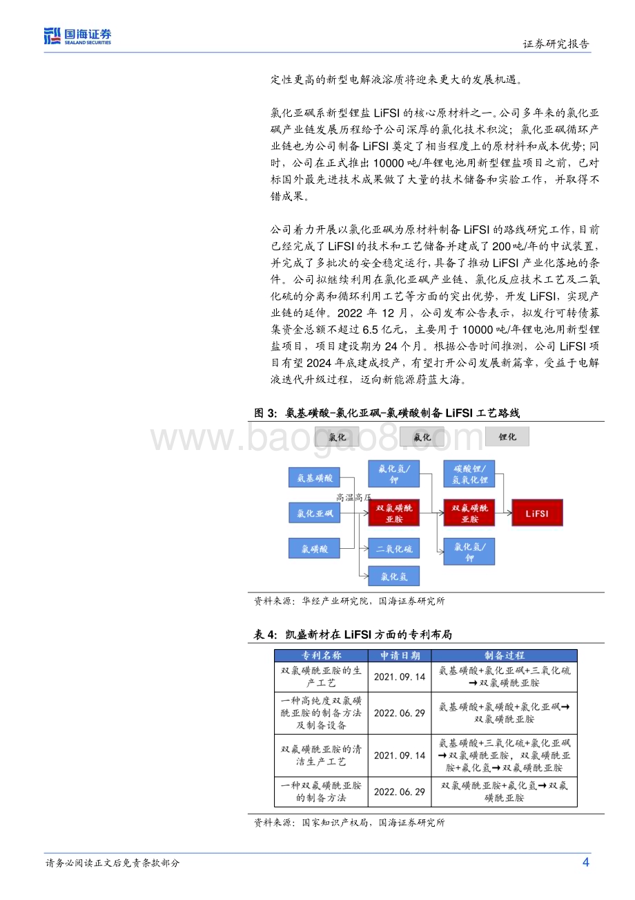 20230223-国海证券-凯盛新材-301069.SZ-点评报告_重点项目有序推进_依托氯化亚砜产业链进军新型锂盐LiFSI_9页_749kb (1).pdf_第4页