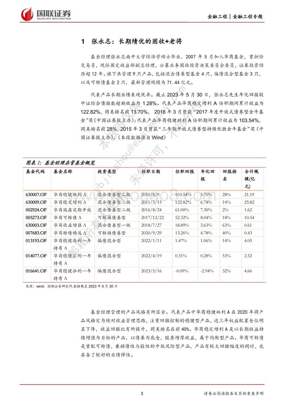 20230607-国联证券-华商基金张永志投资研究报告_攻守兼备_以稳制胜的固收+老将_20页_926kb.pdf_第3页