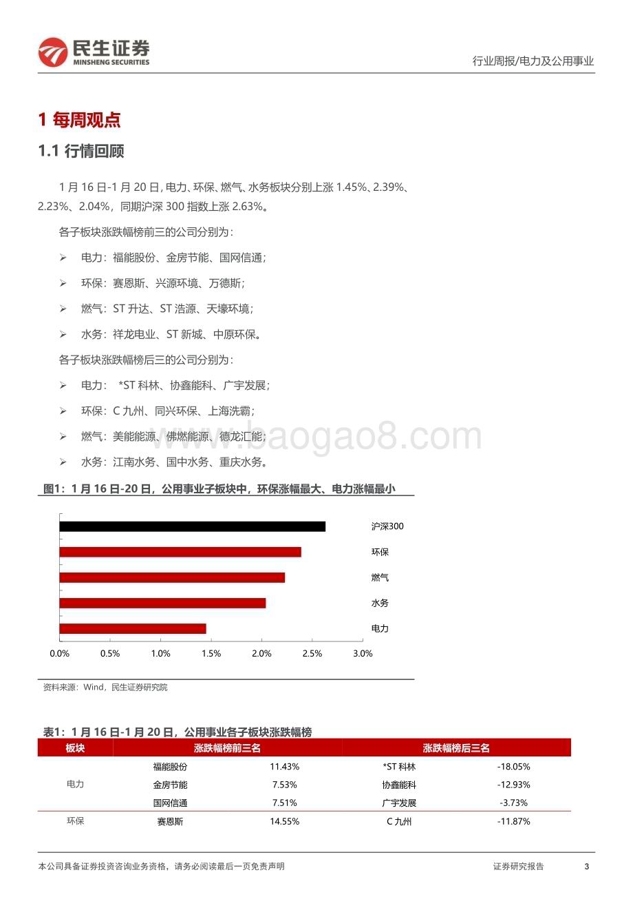 20230128-民生证券-公用事业行业周报（2023年第4周）_电力市场建设再提速_环保下沉市场值关注_27页_1mb.pdf_第3页