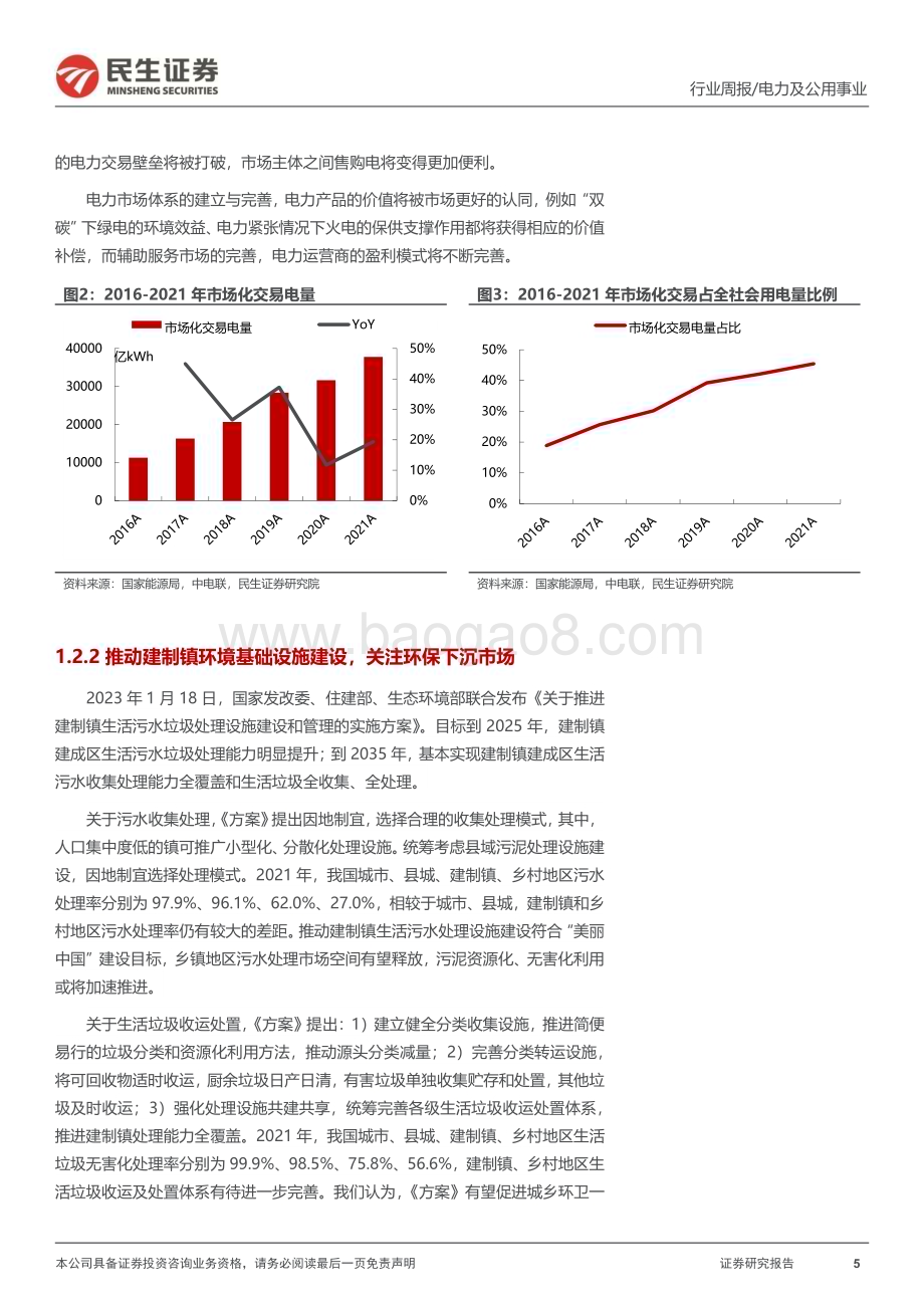 20230128-民生证券-公用事业行业周报（2023年第4周）_电力市场建设再提速_环保下沉市场值关注_27页_1mb.pdf_第5页