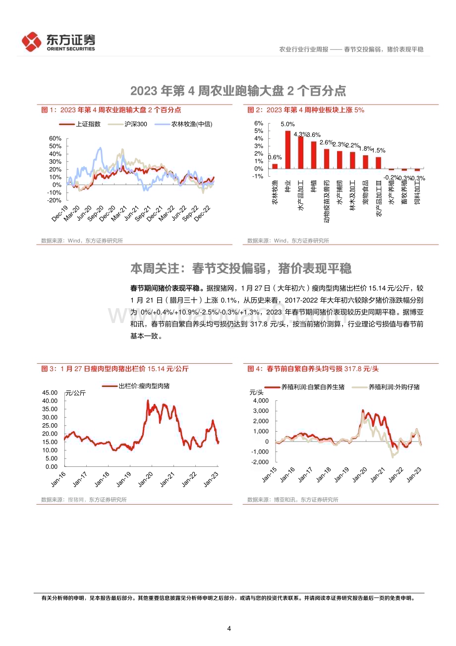 20230129-东方证券-农业2023年第4-5周周报_春节交投偏弱_猪价表现平稳_9页_547kb.pdf_第4页