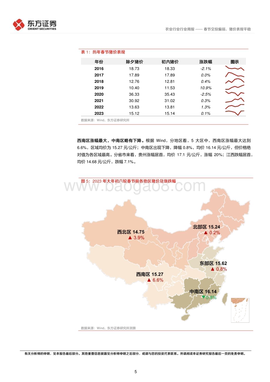 20230129-东方证券-农业2023年第4-5周周报_春节交投偏弱_猪价表现平稳_9页_547kb.pdf_第5页