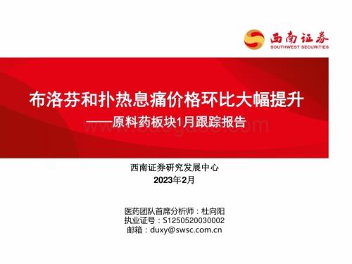 20230221-西南证券-原料药板块1月跟踪报告_布洛芬和扑热息痛价格环比大幅提升_30页_2mb.pdf