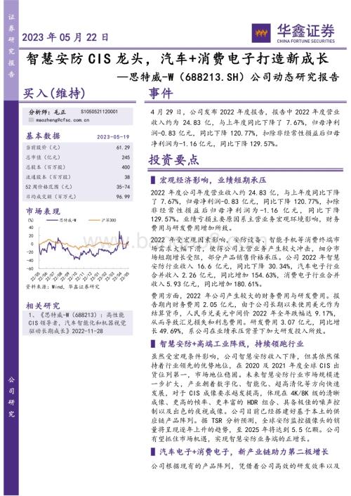 20230522-华鑫证券-思特威-688213.SH-公司动态研究报告_智慧安防CIS龙头_汽车+消费电子打造新成长_5页_273kb.pdf