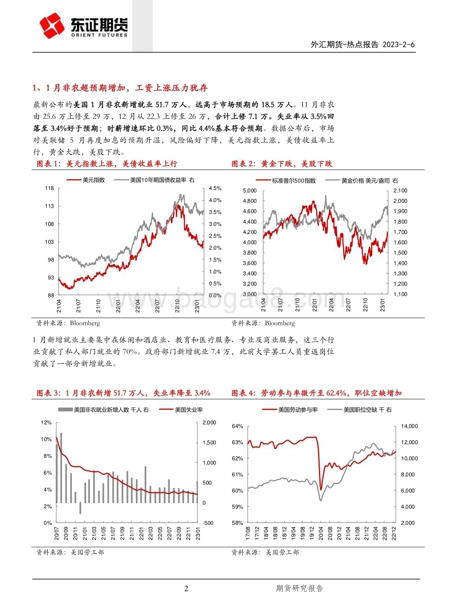 20230206-东证期货-外汇期货热点报告_美国1月非农强劲_美元指数止跌回升_7页_937kb (1).pdf_第2页
