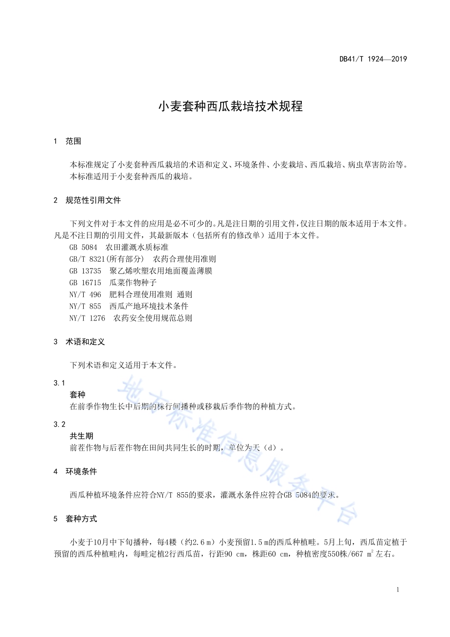 小麦套种西瓜栽培技术规程DB41／T 1924-2019.pdf_第5页