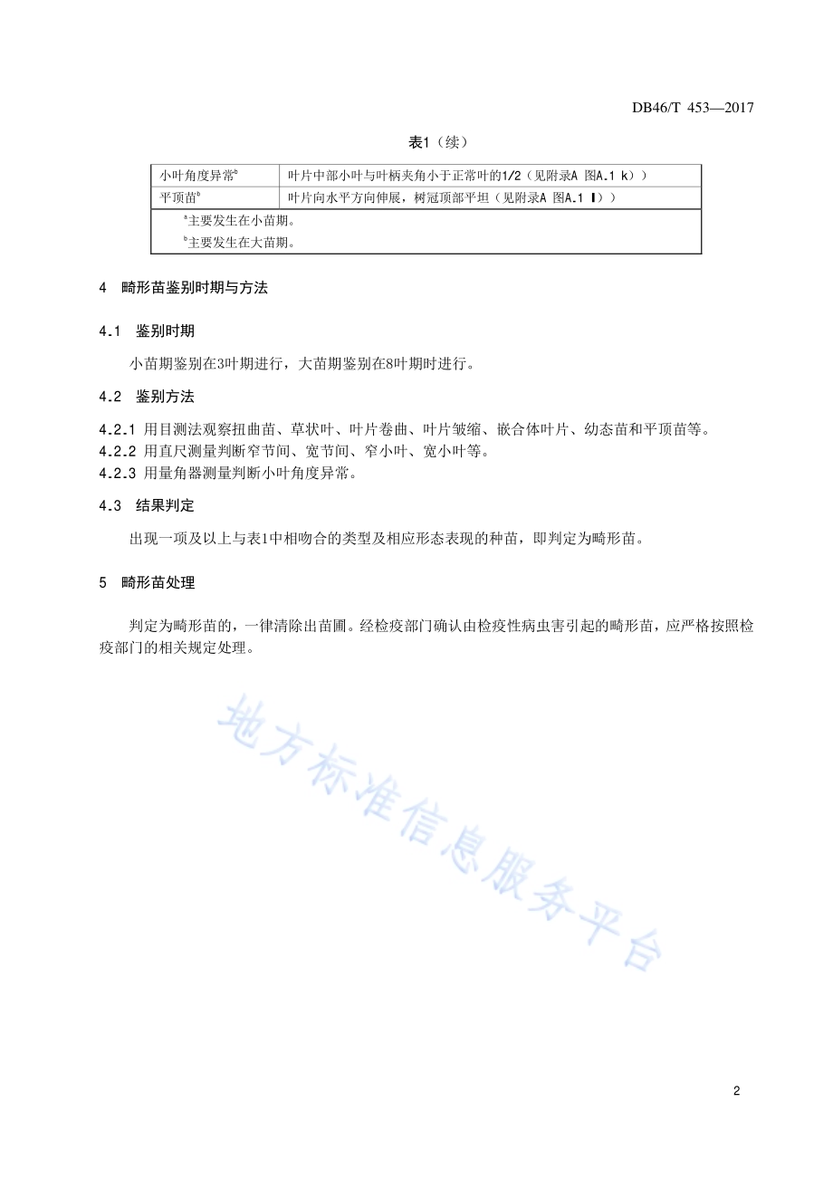 油棕畸形苗鉴别与处理技术规程DB46／T 453-2017.pdf_第4页