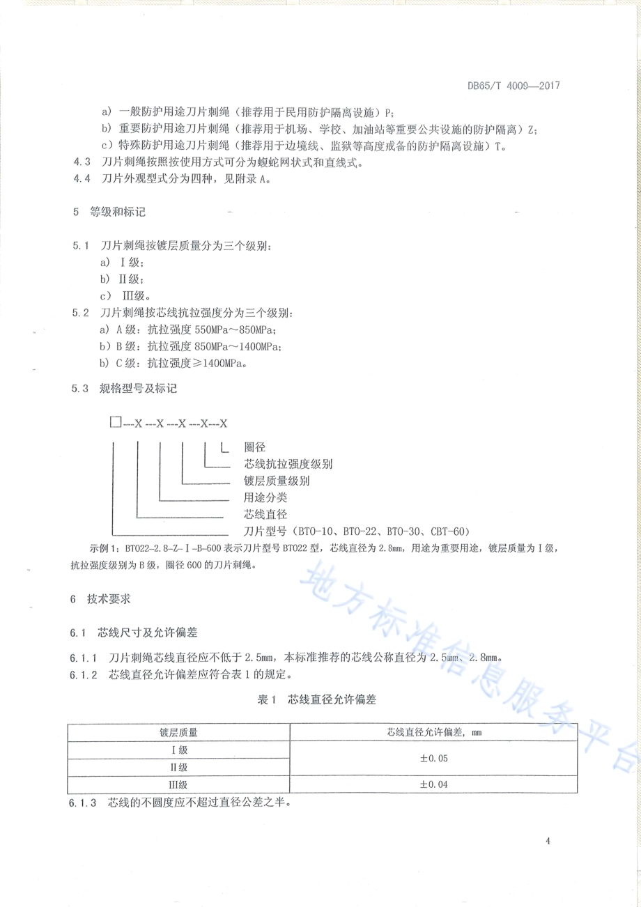 安全防护用刀片刺绳DB65／T 4009-2017.pdf_第5页