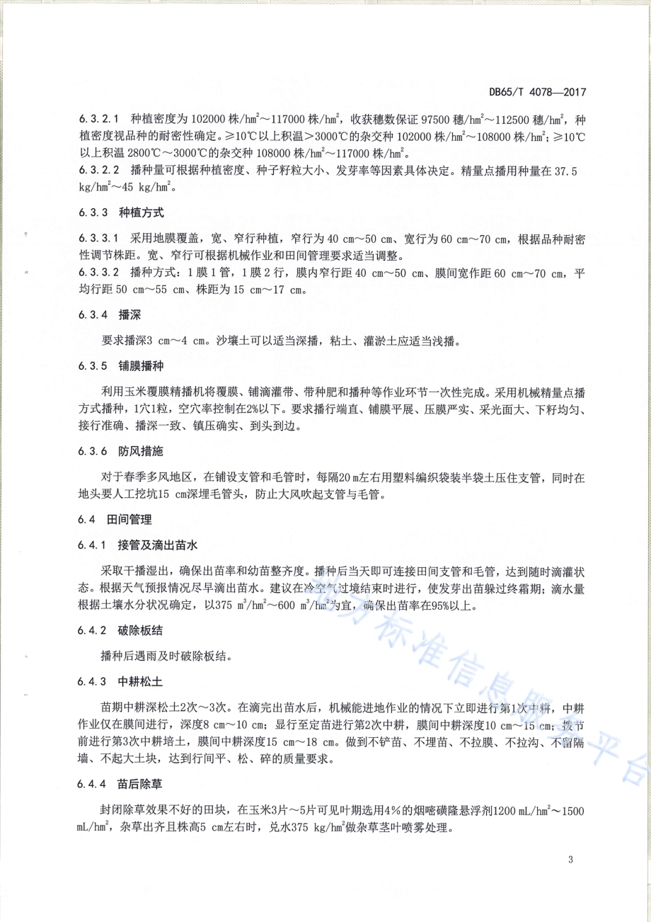 玉米18000㎏hm2栽培技术规程DB65／T 4078-2017.pdf_第5页