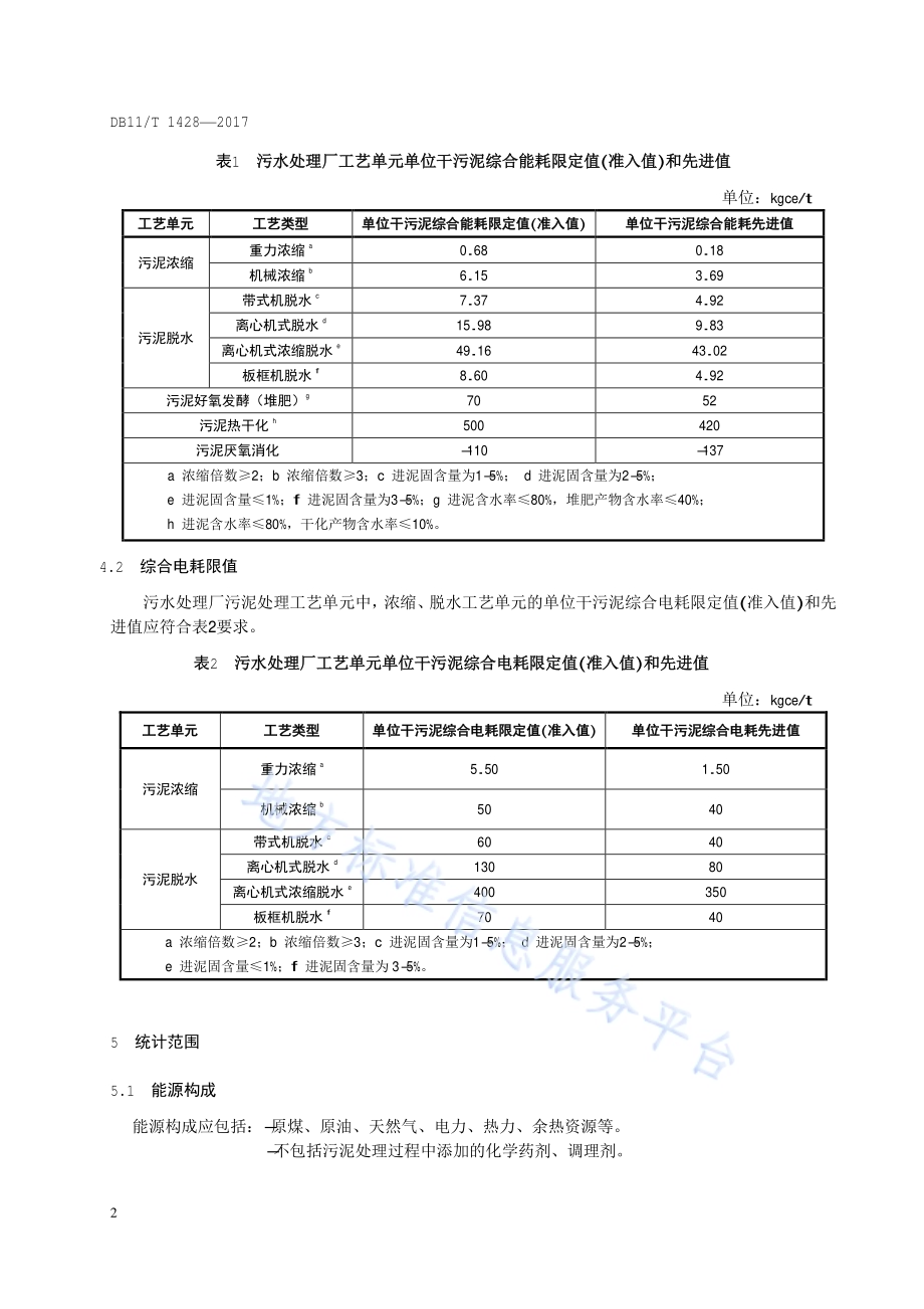 城镇污水处理厂污泥处理能源消耗限额DB11／T 1428-2017.pdf_第5页