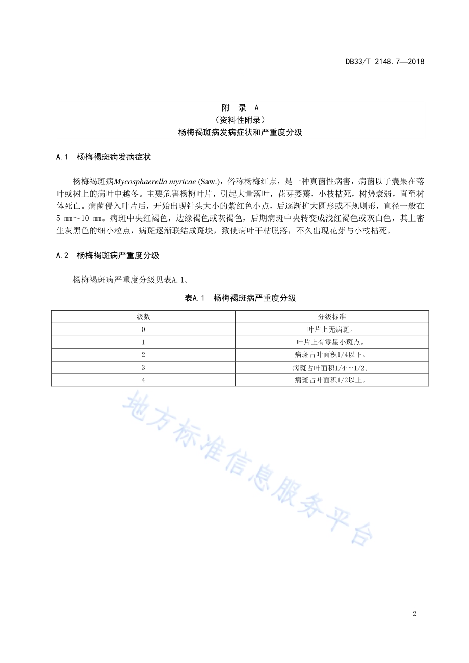 杨梅主要病虫害测报调查技术规程 第7部分杨梅褐斑病DB33／T 2148.7-2018.pdf_第4页