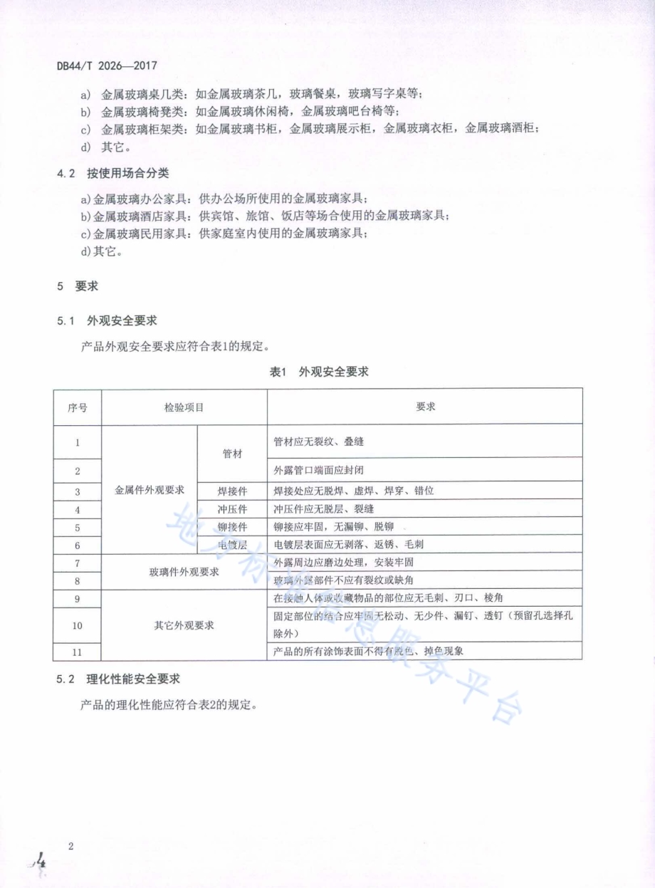 金属玻璃家具安全技术规范DB44／T 2026-2017.pdf_第4页