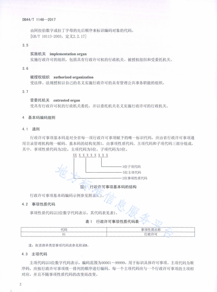 行政许可事项编码规则DB44／T 1146-2017.pdf_第4页