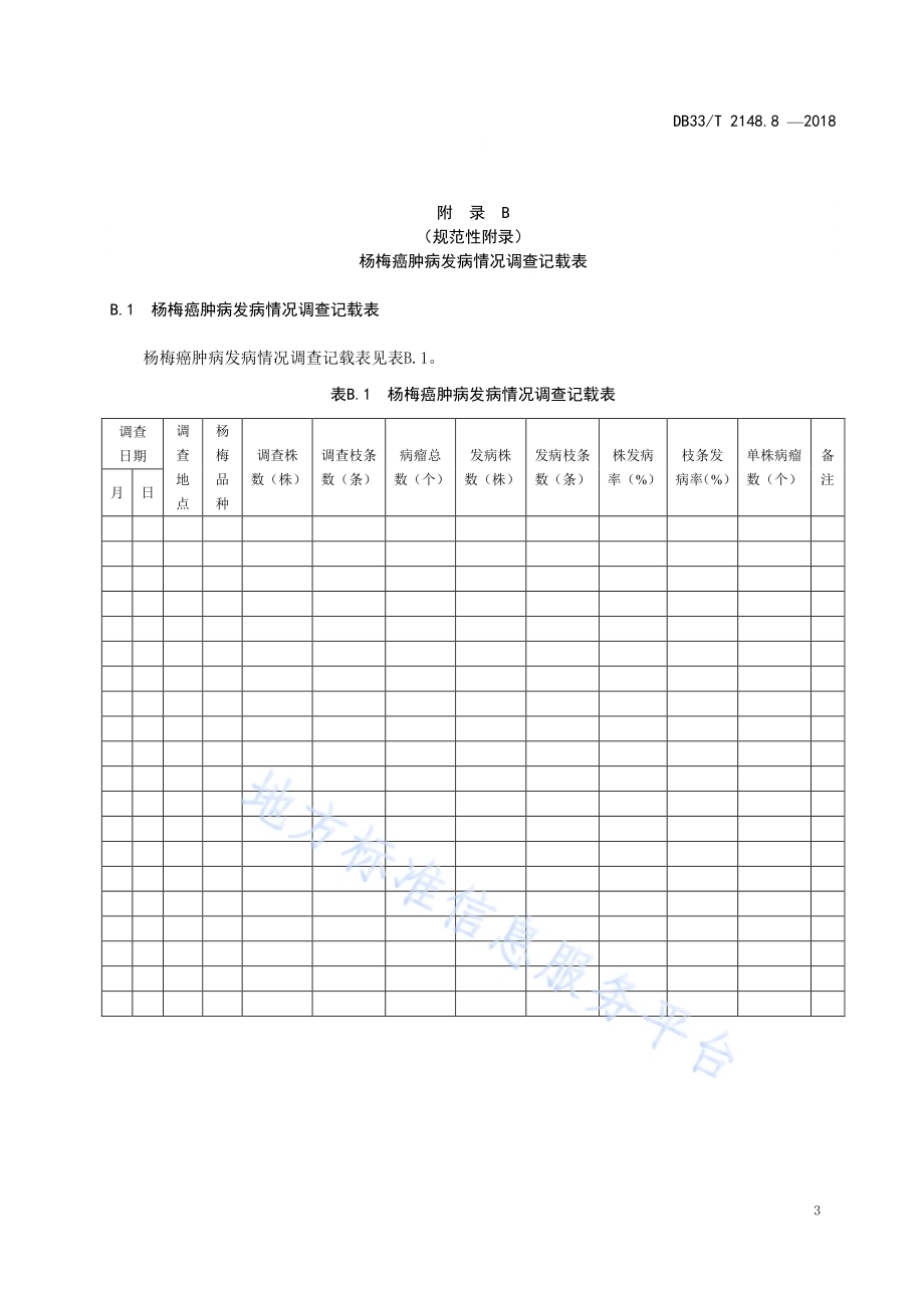 杨梅主要病虫害测报调查技术规程 第8部分杨梅癌肿病DB33／T 2148.8-2018.pdf_第5页