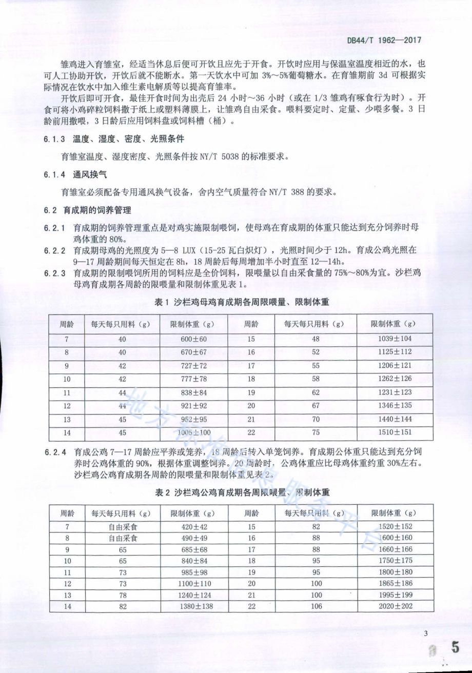 沙栏鸡种鸡饲养管理技术规程DB44／T 1962-2017.pdf_第5页