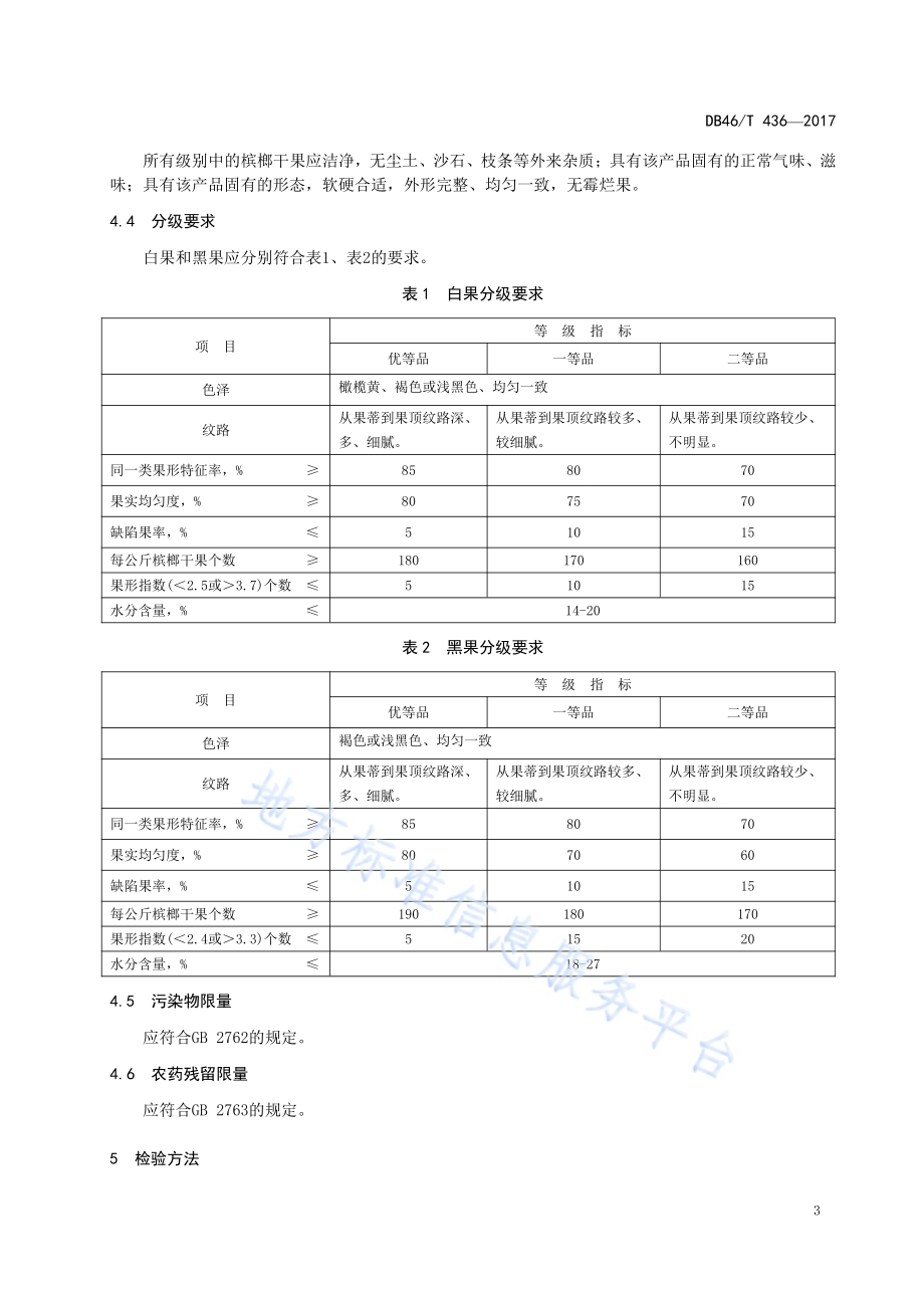 槟榔干果等级规格DB46／T 436-2017.pdf_第5页