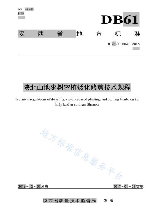 陕北山地枣树密植矮化修剪技术规程DB61／T 1060-2016.pdf
