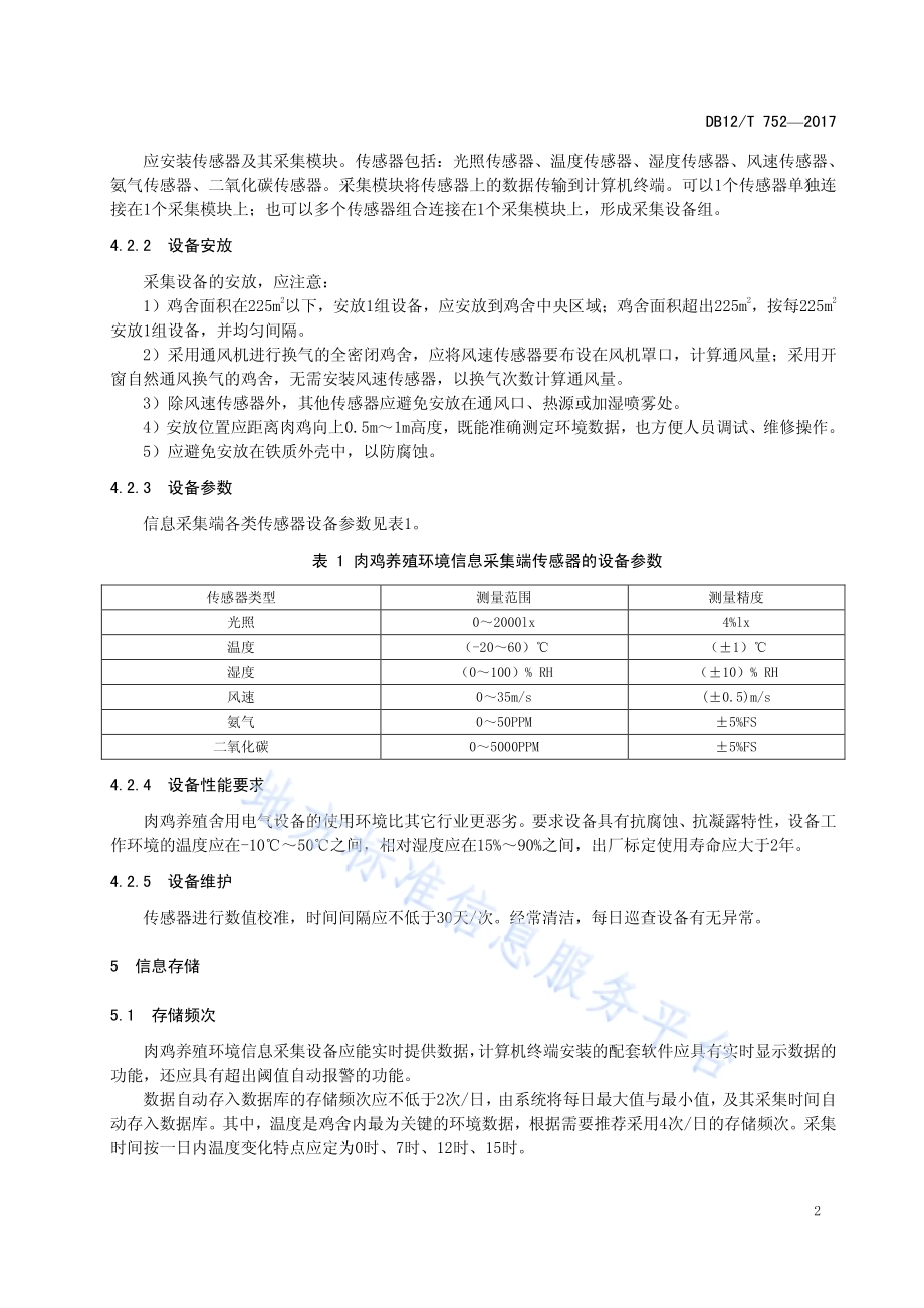 肉鸡养殖环境信息采集规范DB12／T 752-2017.pdf_第4页