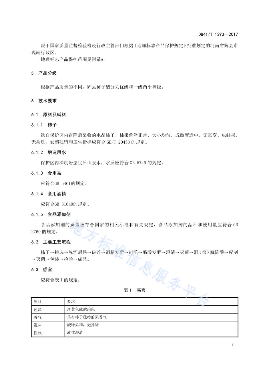 地理标志产品 辉县柿子醋DB41／T 1393-2017.pdf_第4页