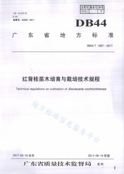 红背桂苗木培育与栽培技术规程DB44／T 1967-2017.pdf