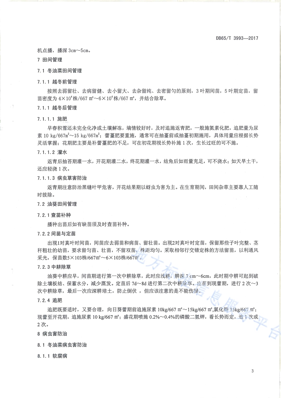 旱寒区冬油菜复播油葵栽培技术规程DB65／T 3993-2017.pdf_第5页