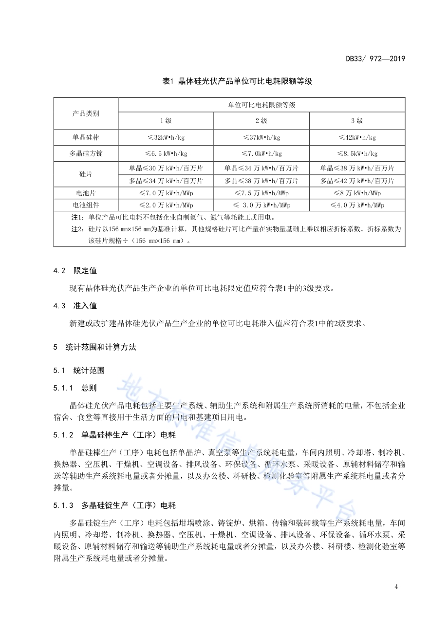 晶体硅光伏产品单位可比电耗限额及计算方法DB33／ 972-2019.pdf_第5页