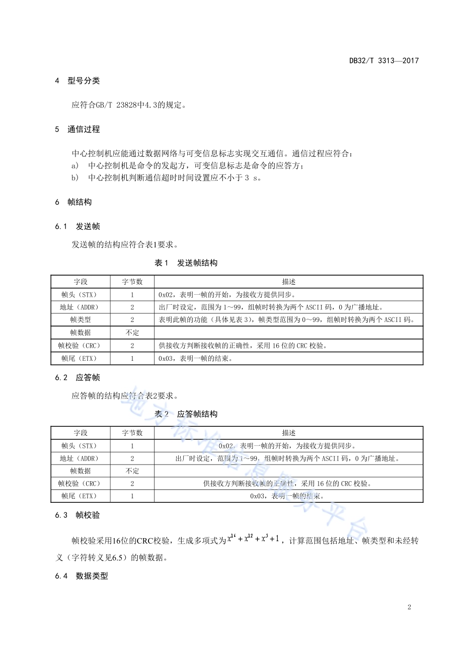 干线公路可变信息标志通信协议DB32／T 3313-2017.pdf_第5页