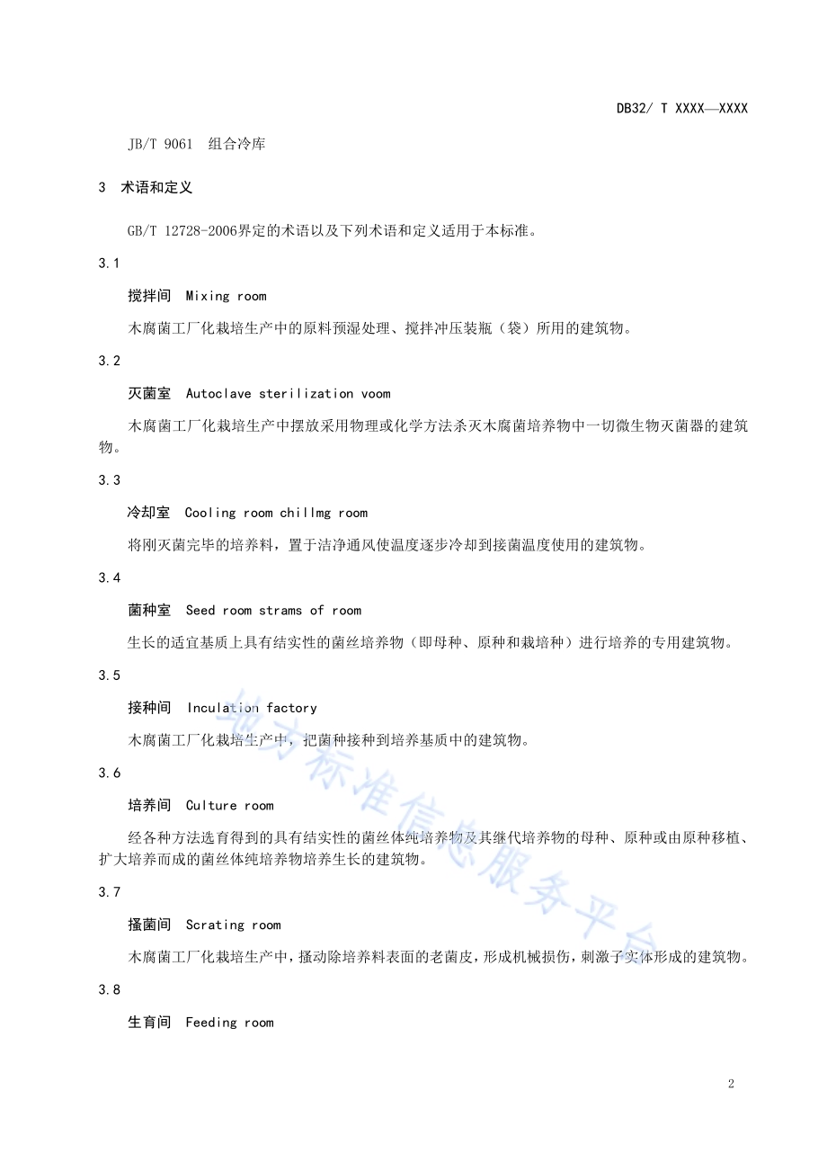 食用菌(木腐菌)厂房技术要求DB32／T 3328-2017.pdf_第4页