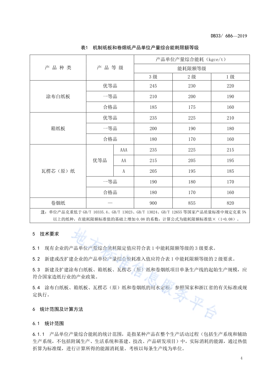 机制纸板和卷烟纸单位产品能耗限额及计算方法DB33／ 686-2019.pdf_第5页