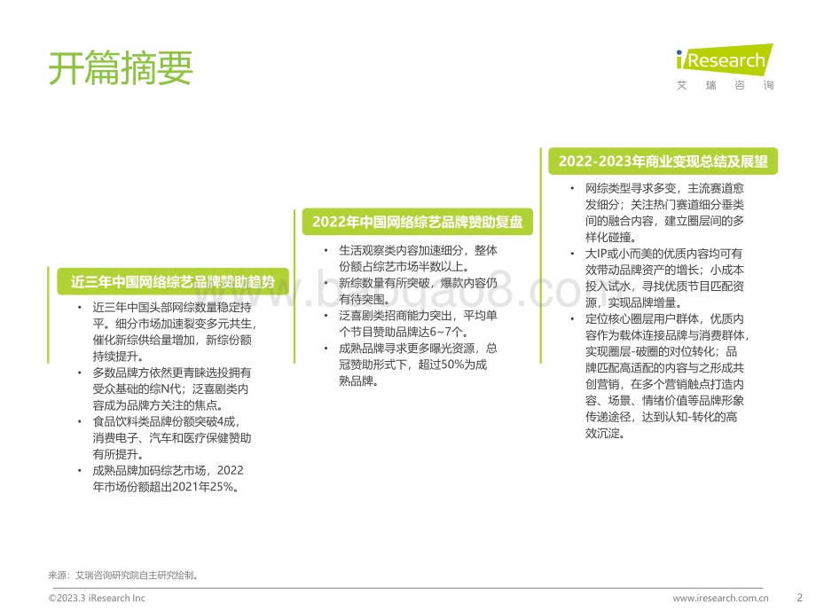 2023327_艾瑞咨询_2022年中国网络综艺商业变现复盘（33页）.pdf_第2页